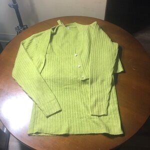 Lime Green Ribbed Knit Tank Top